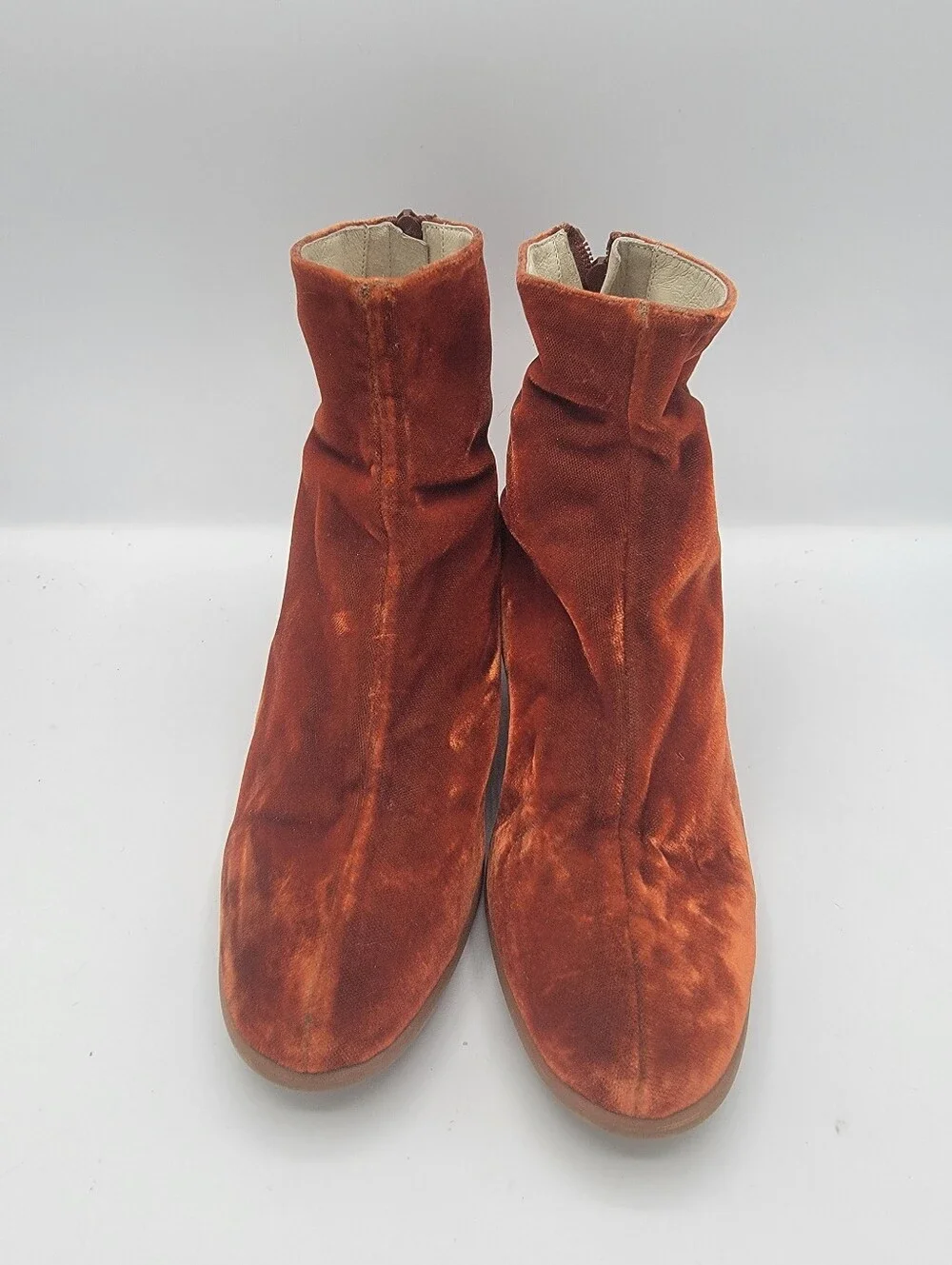 Anthropologie Women's Velvet Ankle Boots - Rust
